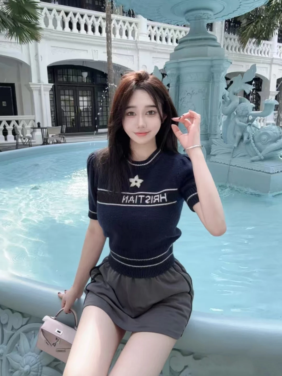 South Oil High-Defn Primavera Estate 2025 Maglione lavorato a maglia Camere da donna con lettera ricamata e Bubble Sve