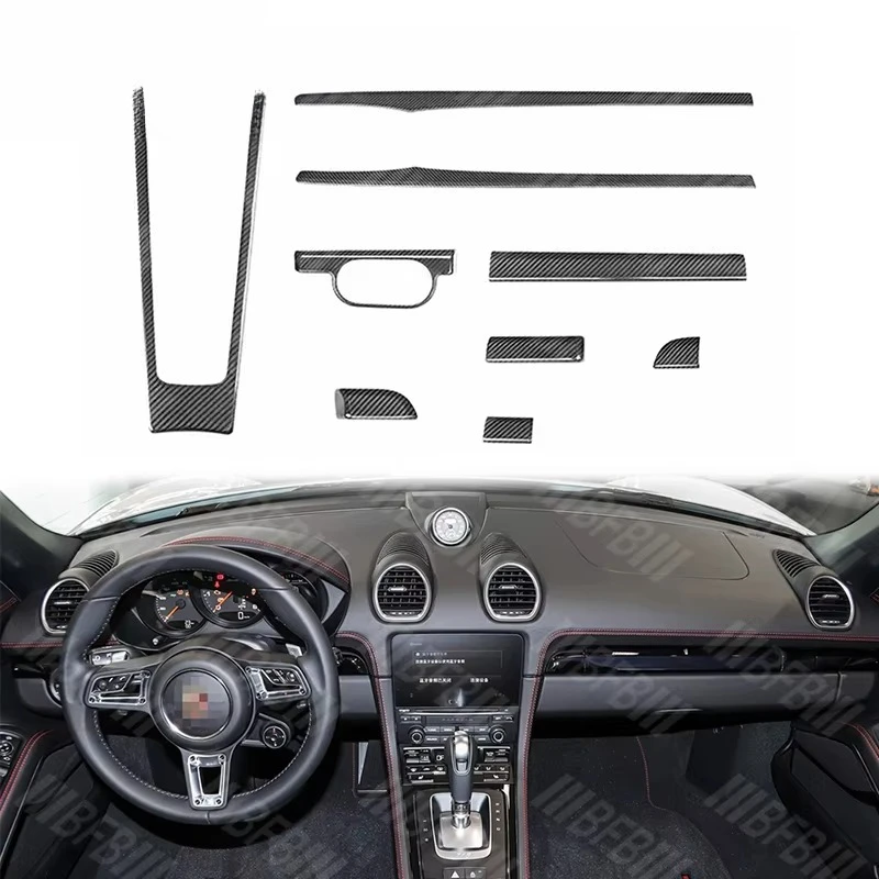 Para 718 911 981 Boxster Cayman, Console Central em Fibra de Carbono Real, Painel de Mudança de Marcha, Acessórios Internos para Carro