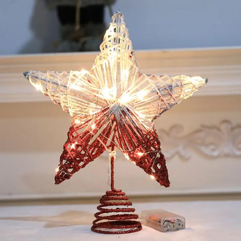 

Christmas Tree Top Star Light LED Glowing Star Lamp Xmas Tree Decoration Hollow Iron Star pendant Home Xmas Party Supplies