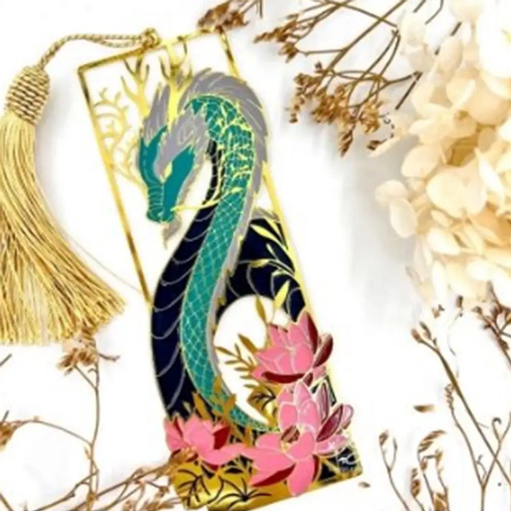 Chinese style Four Mythical Beast Bookmarks New Hollow Out Craft Books Support Metal Book Markers Stationery