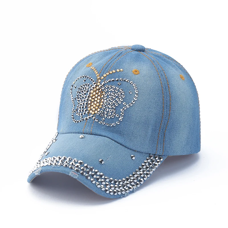 New Hip Hop Denim Cap Rhinestone Creative Lip Print Baseball Cap Love Letter Visor Hat For Men And Women Cowboy Hat