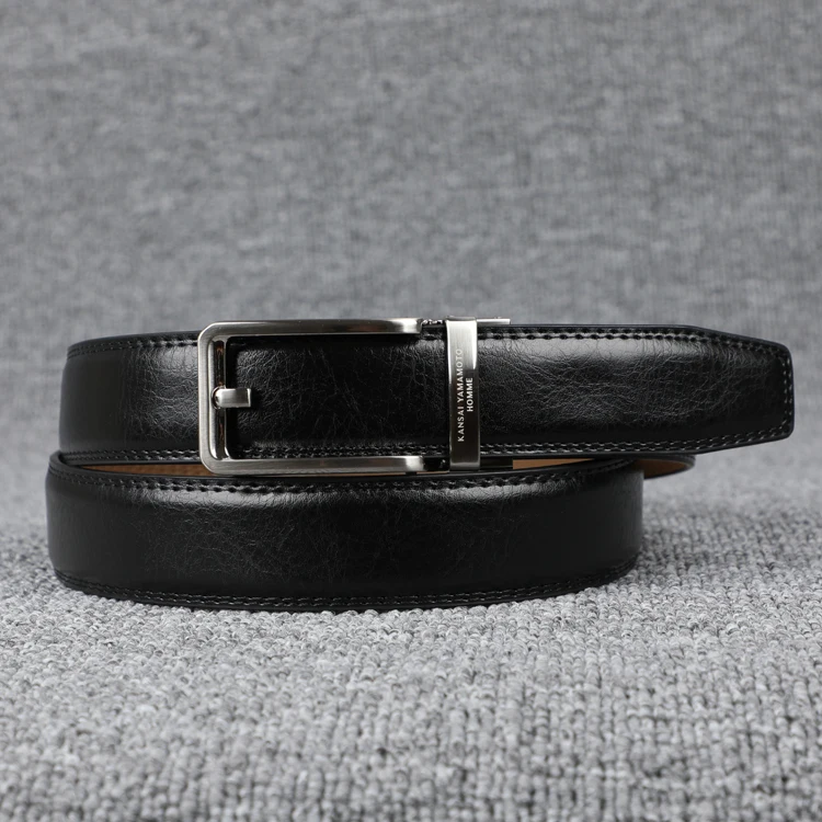 Men's genuine leather self-buckle belt business casual cowhide belt