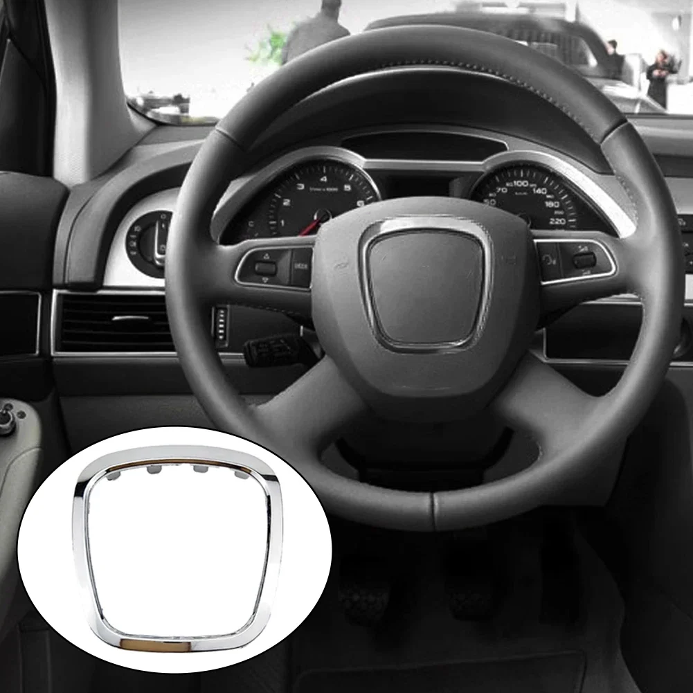 Car Trim Cover Sticker Chrome Steering Wheel Frame Replacement for Audi A3 8P S3 A4 B6 B7 B8 A5 A6 C6 Q7 Q5 Interior Accessories