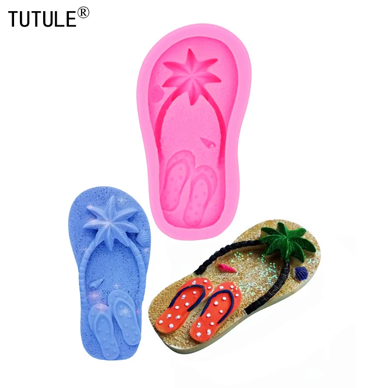 Gadgets - Beach Ballerina Slippers - Fondant, Wax, Miniature Foods, Clay, Resin, Sweets, Mold - Beach Slippers Silicone Mold