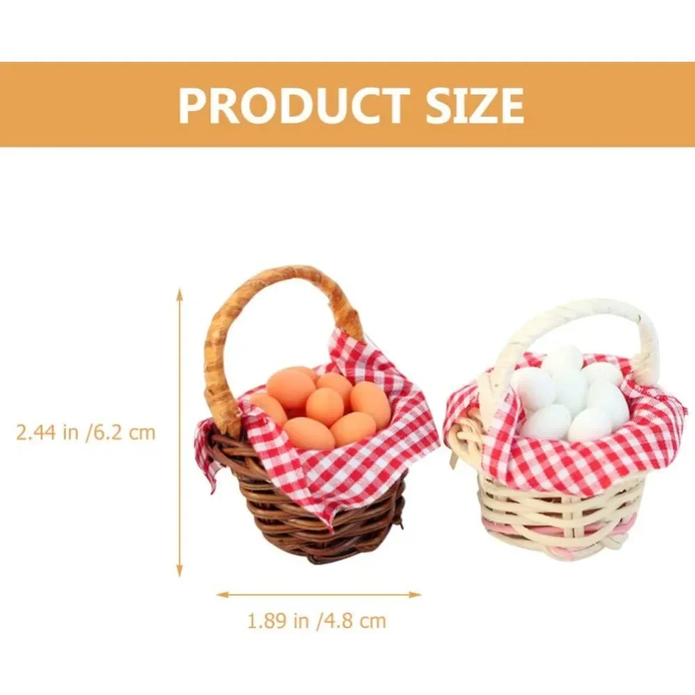 Mini Eggs Basket Miniature Dollhouse Food Toy 1:12 Scale Dollhouse Accessories Fairy Garden Accessories Micro Landscape Easter