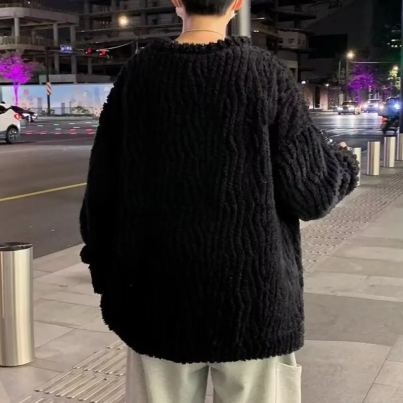 

Men's Oversized Long Sve Sweatirt round Ne Wave Pattern Casual Comfortable Autumn Winter Streetwear Brand INS Faion