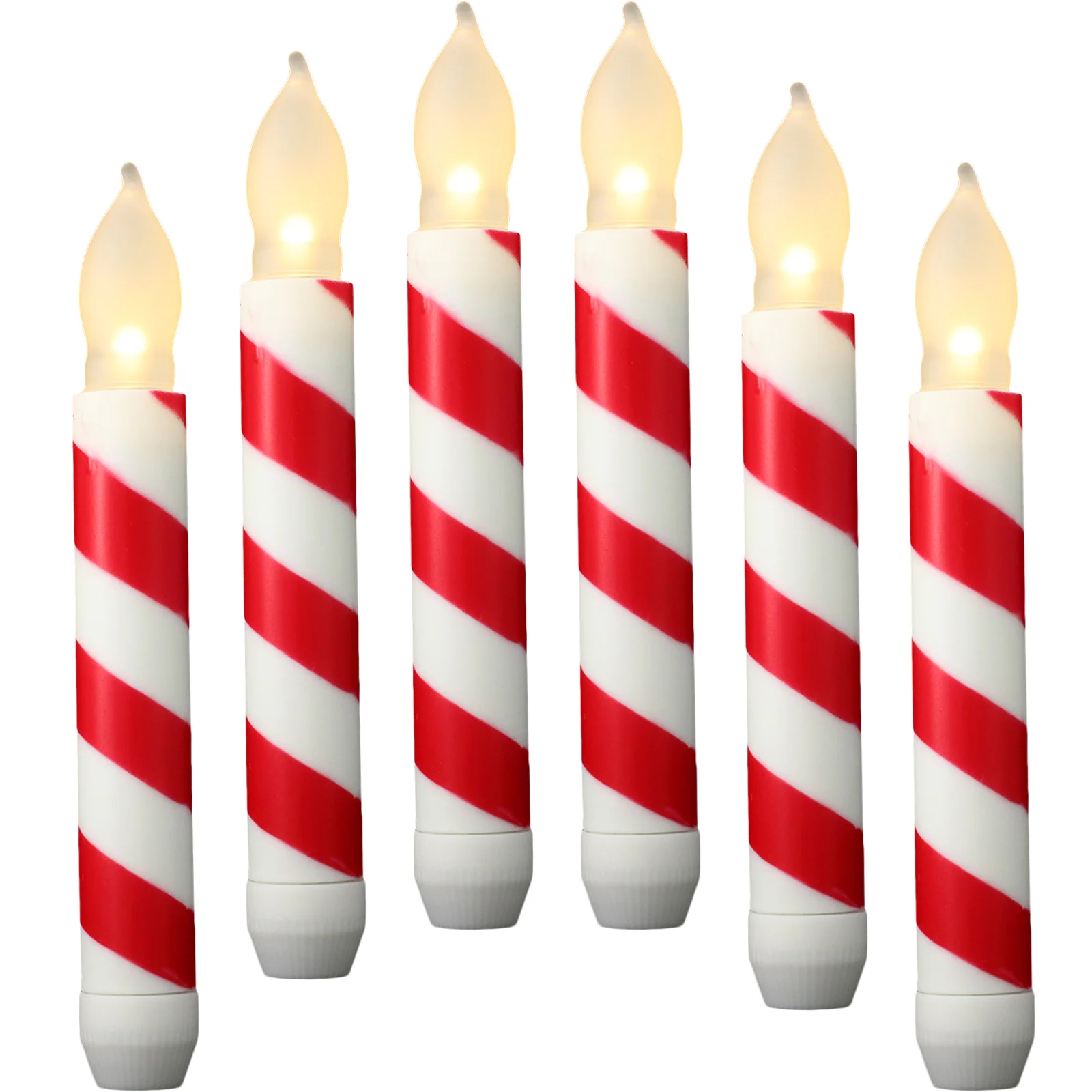 

6 Pcs Lollipop Fake Candles Flameless Taper Operated Batteries No Conical Flickering LED Pp with The Christmas