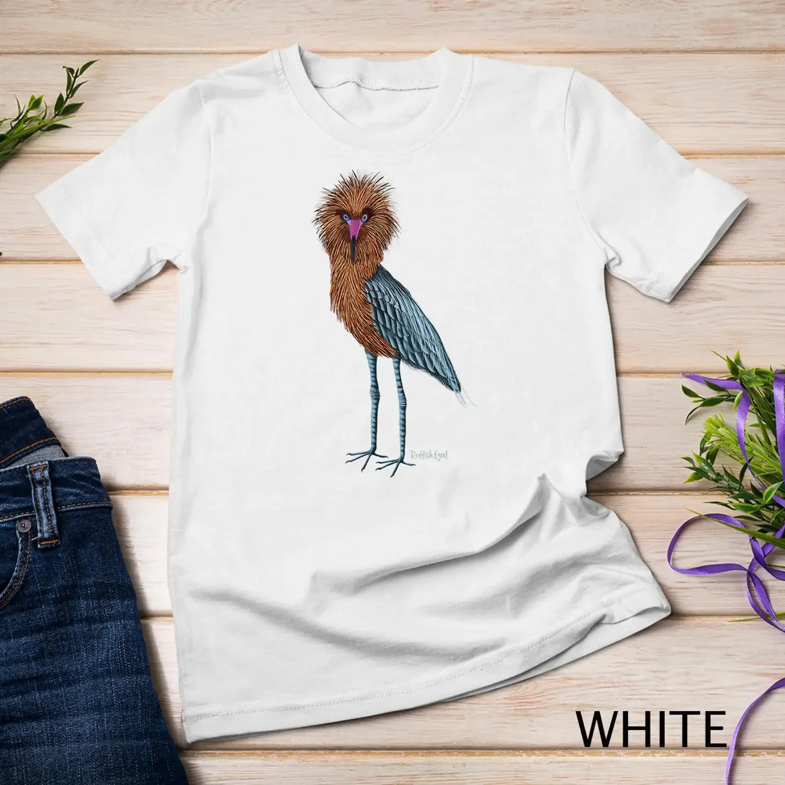 Reddish Egret Heron Art Birder T Shirt Wildlife Bird Watching SweaT vintage Washed Stretched Versatile Breathable Slightly