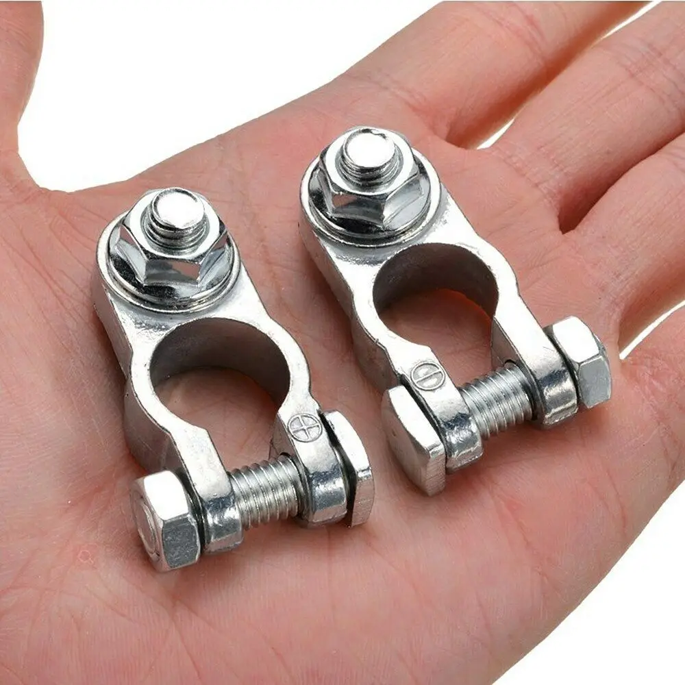 1Pair Battery Terminal Clamps Aluminum Alloy Car Battery Joint Clip Positive Negative Electrode Clip Copper  Conductive Caps