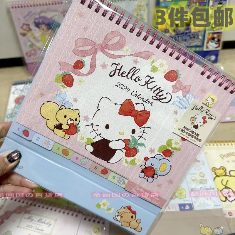 Sanrio 2024 оформление календарей Hello Kitty Cinnamoroll Mymelody Kuromi Badtz-Maru мультяшный календарь ежемесячный календарь