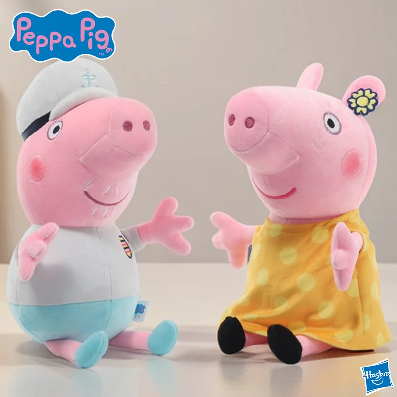 Kawaii Hasbro Peppa Pig Plush Toy Grandpa Grandma Pig Children's Cute Anime 30cm Plush Toy Children's Cute Festival Gift