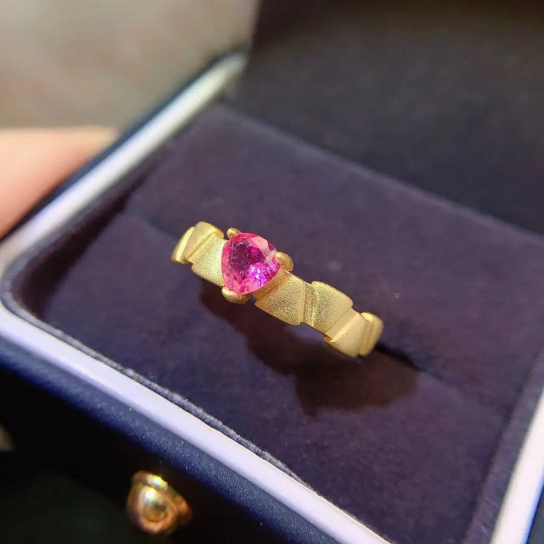 KJJEAXCMY New style Jewelry Natural Women's Tourmaline Ring 925 silver inlay Brilliant colors High clarity supports detection