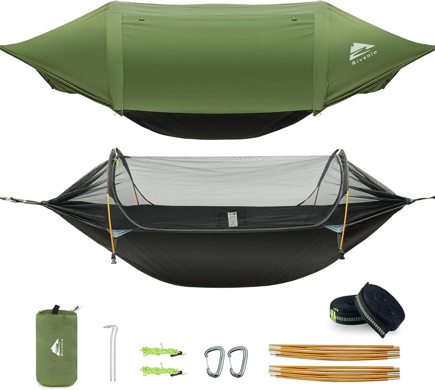 

Camping Hammock Tent with Mosquito Net & RainFly, 3 in 1 Waterproof Lightweight Portable Sleeping Hammock Bug