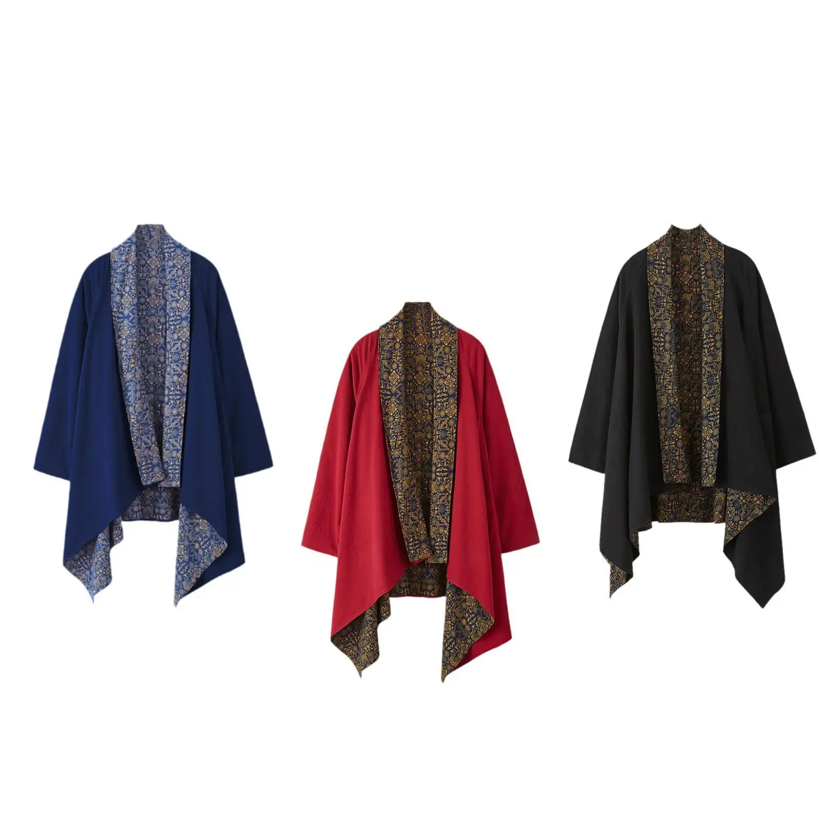 Men's Cardigan for Men Women Loose Fashion High Low Hem Drape Cape Overcoat