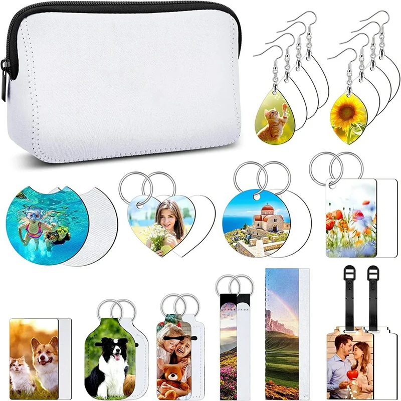 

29 шт. сублимационные заготовки, набор сублимационных заготовок, сублимационная косметичка, для сублимационной печати, поделки