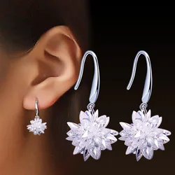 New Arrival Fashion Ice Flower 925 Silver Needle Ladies Drop Earrings Jewelry Birthday Gift Promotion Women Anti Allergy