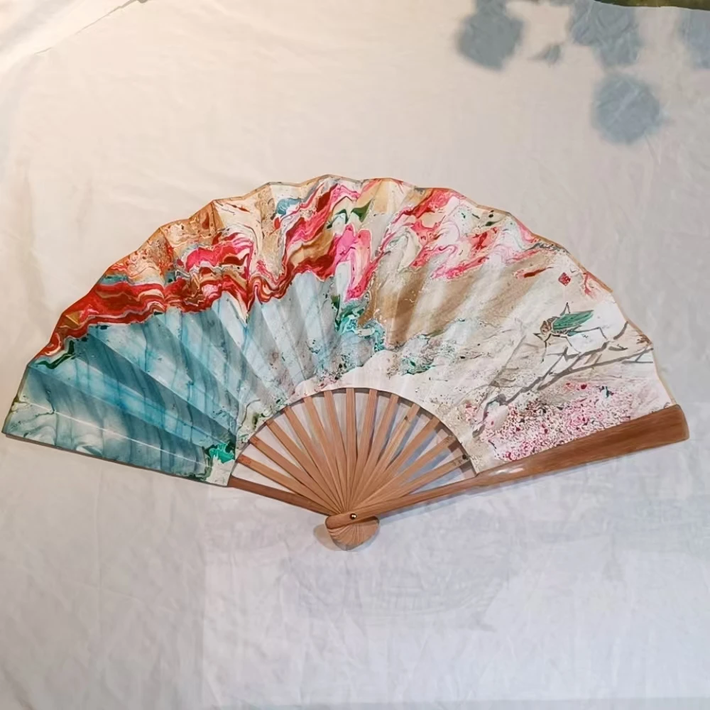 

Christmas gifts Ink Wash Painting Lacquer Folding Fan-Intangible Cultural Heritage Craft Unique Birthday Decorative Art Piece