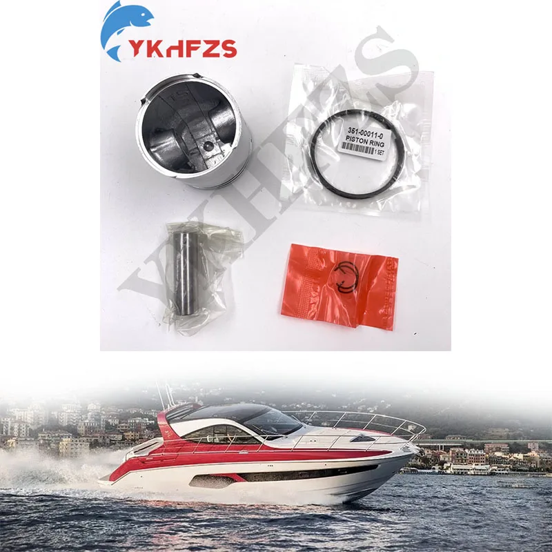 

369-00001 Piston Set (Std) For TOHATSU 2 Stroke Outboard Motor M5 5HP With Clip and Pin 369-00001-0 351-00011-0 Diameter 55MM