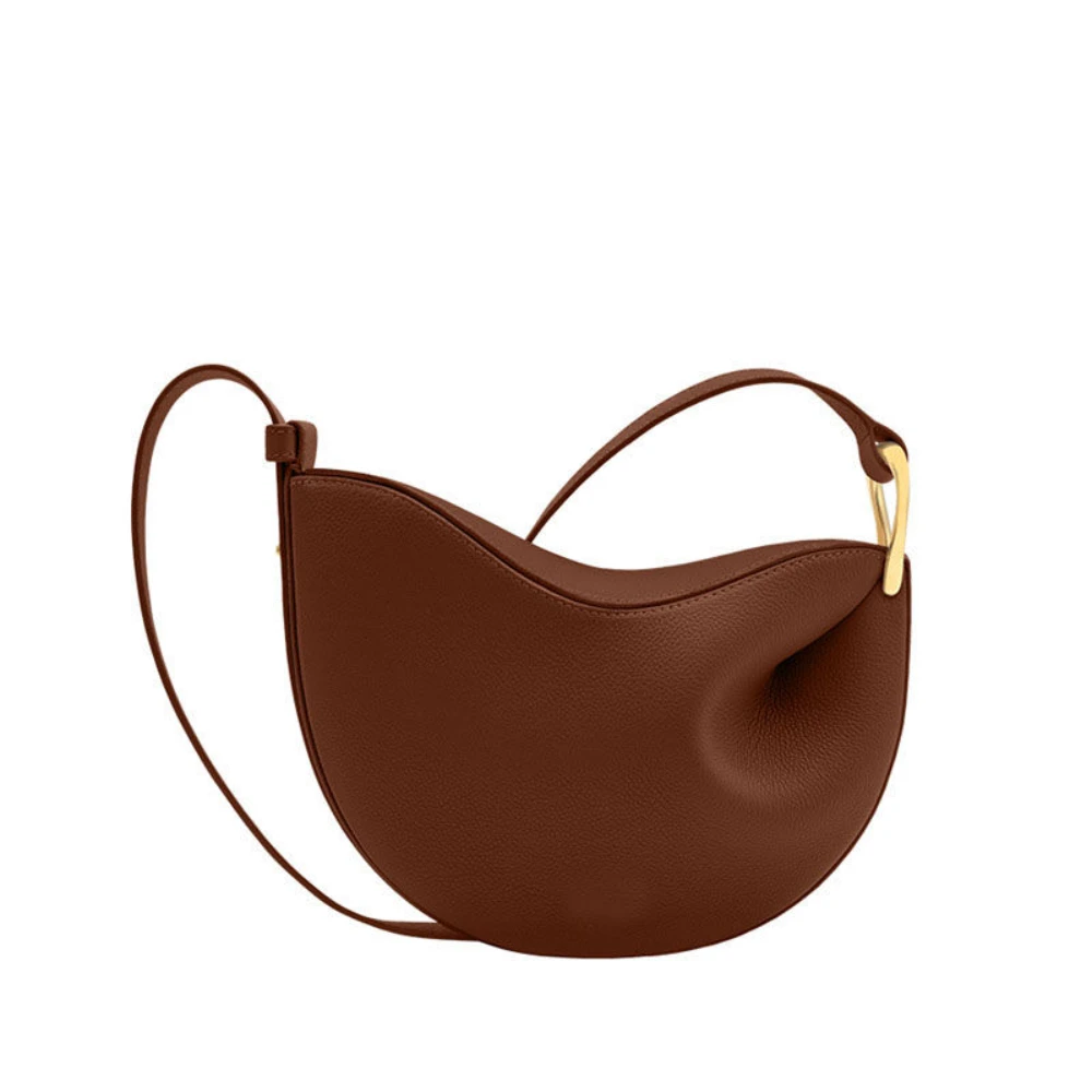 Genuine Cow Leather Crescent Shoulder Bag For Women Luxury Desinger High Quality Underarm Hobos Bags Female Messinger Saddle Bag