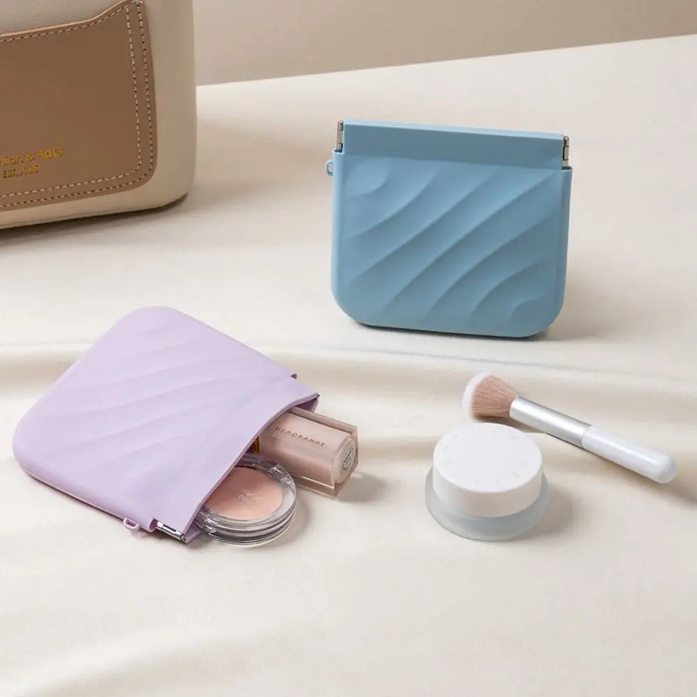 Portable Silicone Mini Cosmetic Bag Makeup Bag Travel Supplies Coin Purse Storage Bag Automatic Closed Coin Bag Change Storage