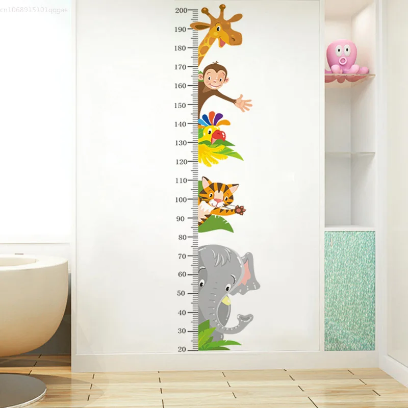 Cartoon Height Measure Wall Sticker for Kids Rooms Child Growth Ruler Stickers Gauge Growth Chart School Decals Nursery Bedroom