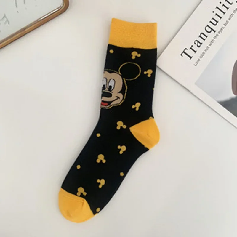 Socks Medium Socks Donald Mickey Autumn and Winter Cartoon Cute Student Girls Socks Minnie Pooh Stitch Women\'s Socks