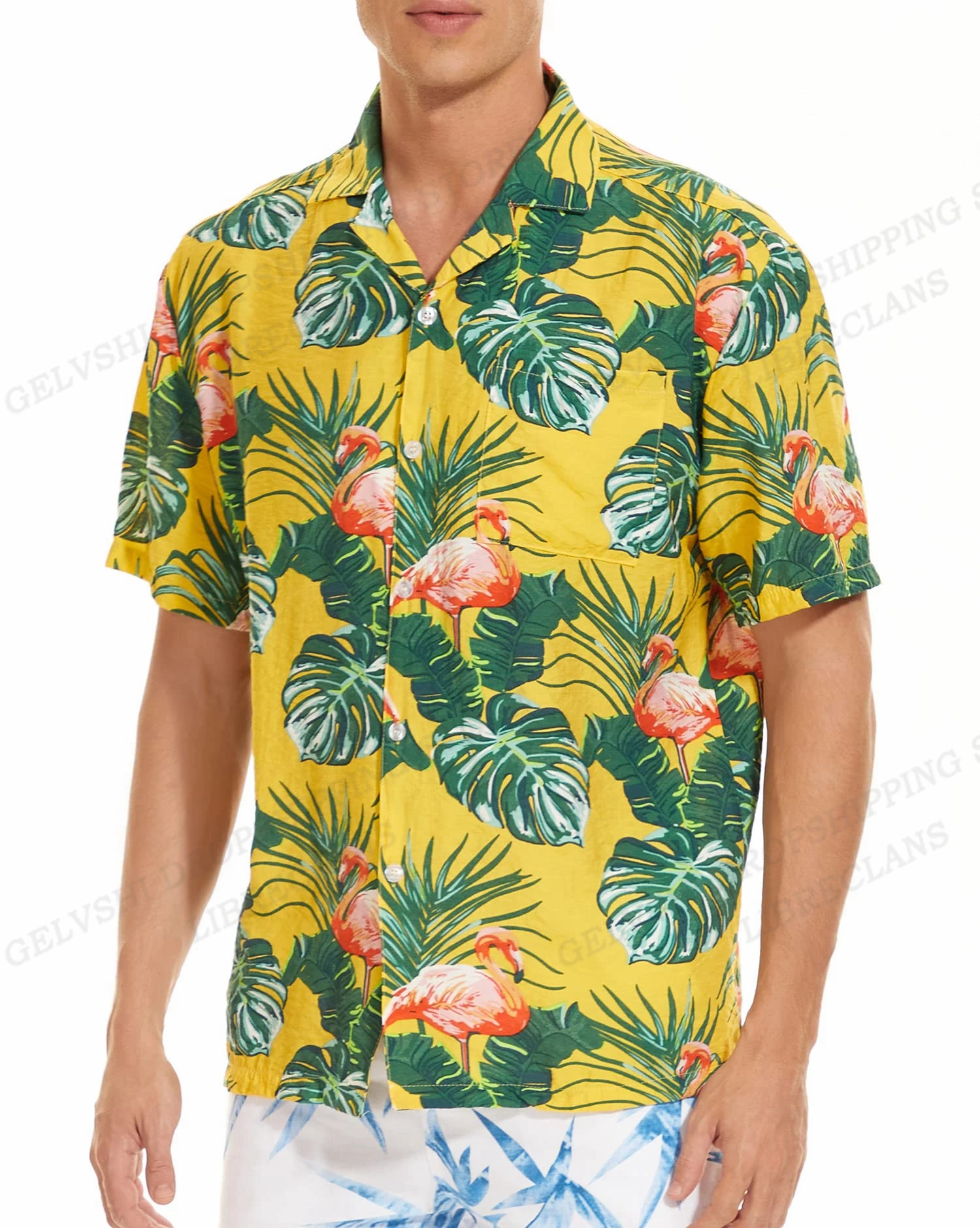 Camicie con stampa a foglia tropica camicia hawaiana moda uomo camicetta da spiaggia Casual vocazione camicia con risvolto Aloha camicette Cuba