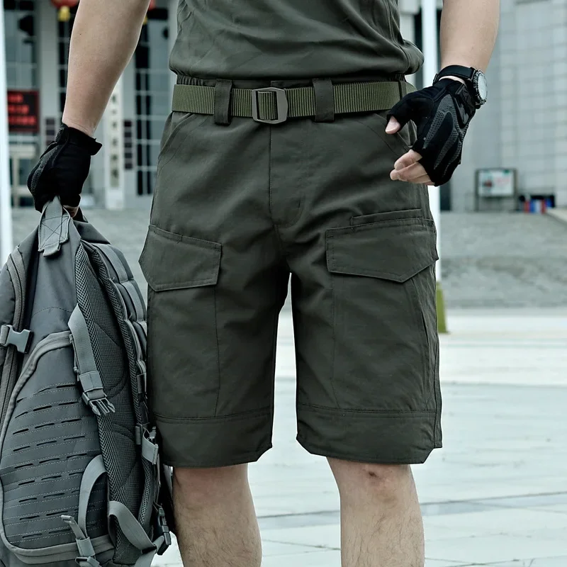 Man Shorts Summer Waterproof Tactical Cargo Shorts Quick Dry Men Trousers Multi-Pocket Breathable Overalls Outdoor Beach Shorts