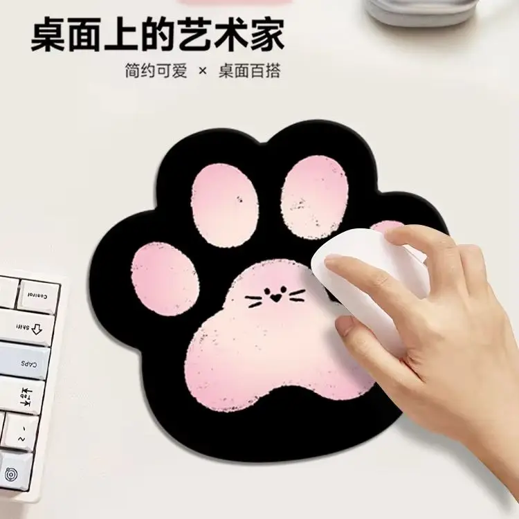Gradient Pink Blue Kitten Paw Y2K Girl ins Cat Irregular Mouse Pad Keyboard Mousepad Gaming Desk Mat Rubber Protector Office