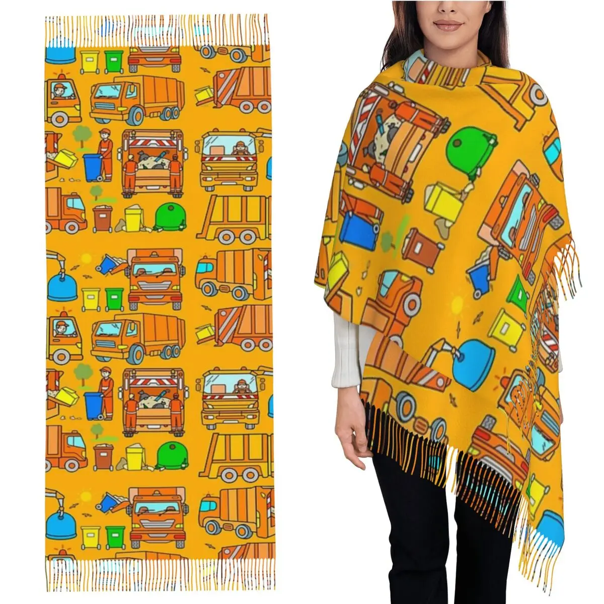 

Мусоровоз, мусорные патроны, шарф для мусора, шарфы с кисточками для женщин, мягкие теплые шали и накидки, большая осенне-зимняя шаль