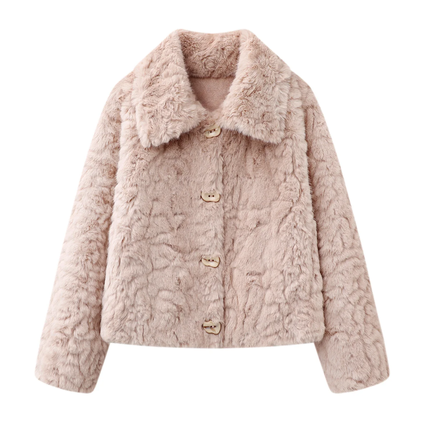 Falda pantalón lisa, chaqueta de piel de cordero sintética, abrigo de felpa suelto de un solo pecho, chaqueta peluda de cuero y piel con solapa, abrigo cálido y esponjoso para invierno