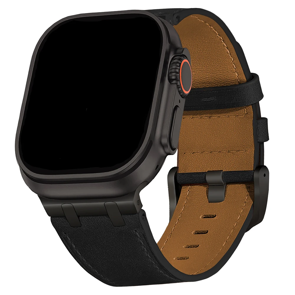 CAOWTAN Lederarmband für Apple Watch Ultra 3 2 49mm Serie 11 10 46mm Luxus-Armband für iWatch 10 9 8 7 6 5 4 SE Ultra 44 45mm 7