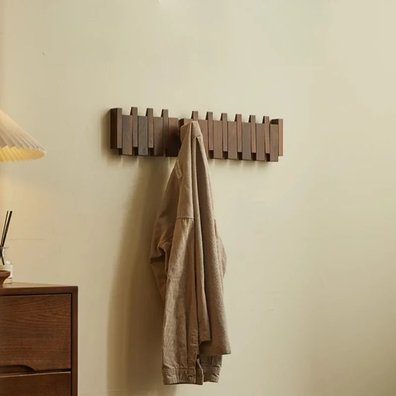 

Home Entrance Gate Hanging Clothes Hooks Door Behind No Punching Required Solid Wood Key Tick Creative Decorative Storage Rack