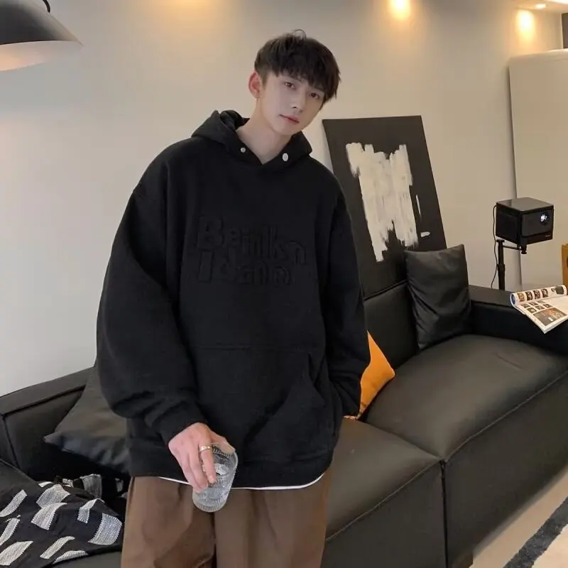 

Тяжелый свитер, мужская весенне-осенняя версия, американский модный бренд, китайский шикарный уличный оранжевый красивый плюшевый свободный v