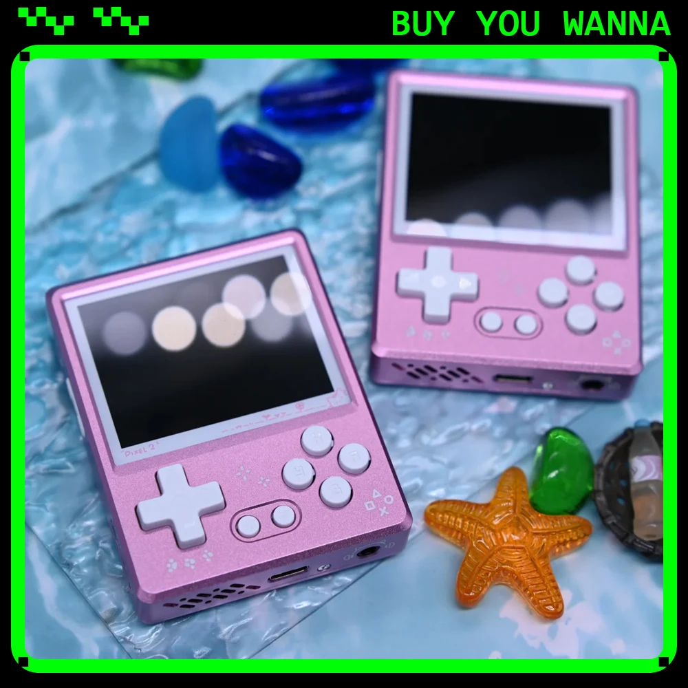 Gkd Pixel 2 Metal Handheld Game Console Retro Nostalgia Game Console 2.4in 640x480 Ips Screen Full Metal Body Cnc Custom Gift
