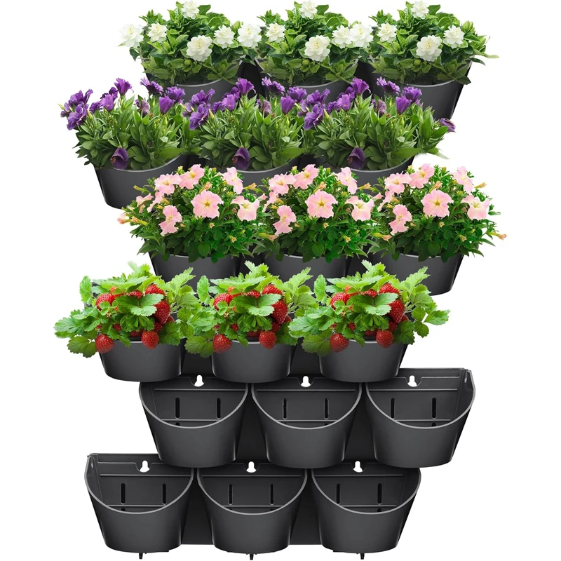 Outdoor Living Self-Watering Vertical Garden Wall System Plastic Flower Pot Function Wall Planter Set