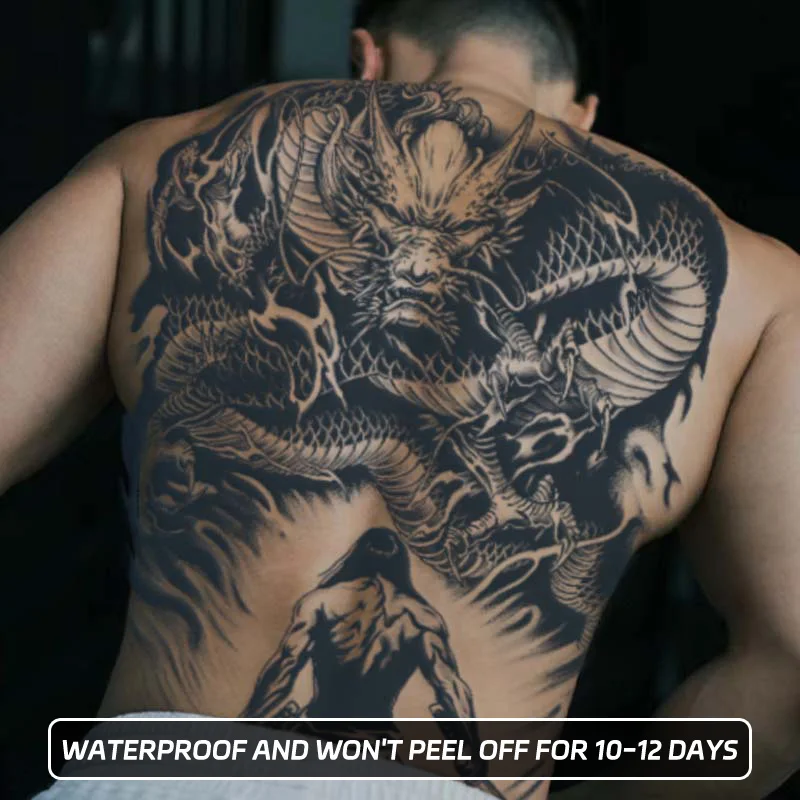 Dragon Slayer Warrior Waterproof Temporary Tattoo Sticker, Long-lasting Waterproof for 1-2 weeks, Semi-Permanent Fake tattoo
