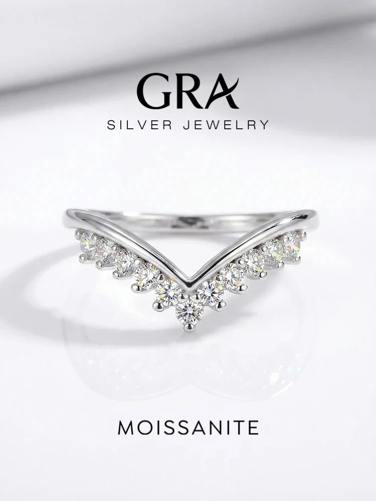 Echter Moissanit-Diamant, eleganter Kronenring für Damen, 925er Sterlingsilber, Verlobungsring, Hochzeit, luxuriöser, hochwertiger edler Schmuck