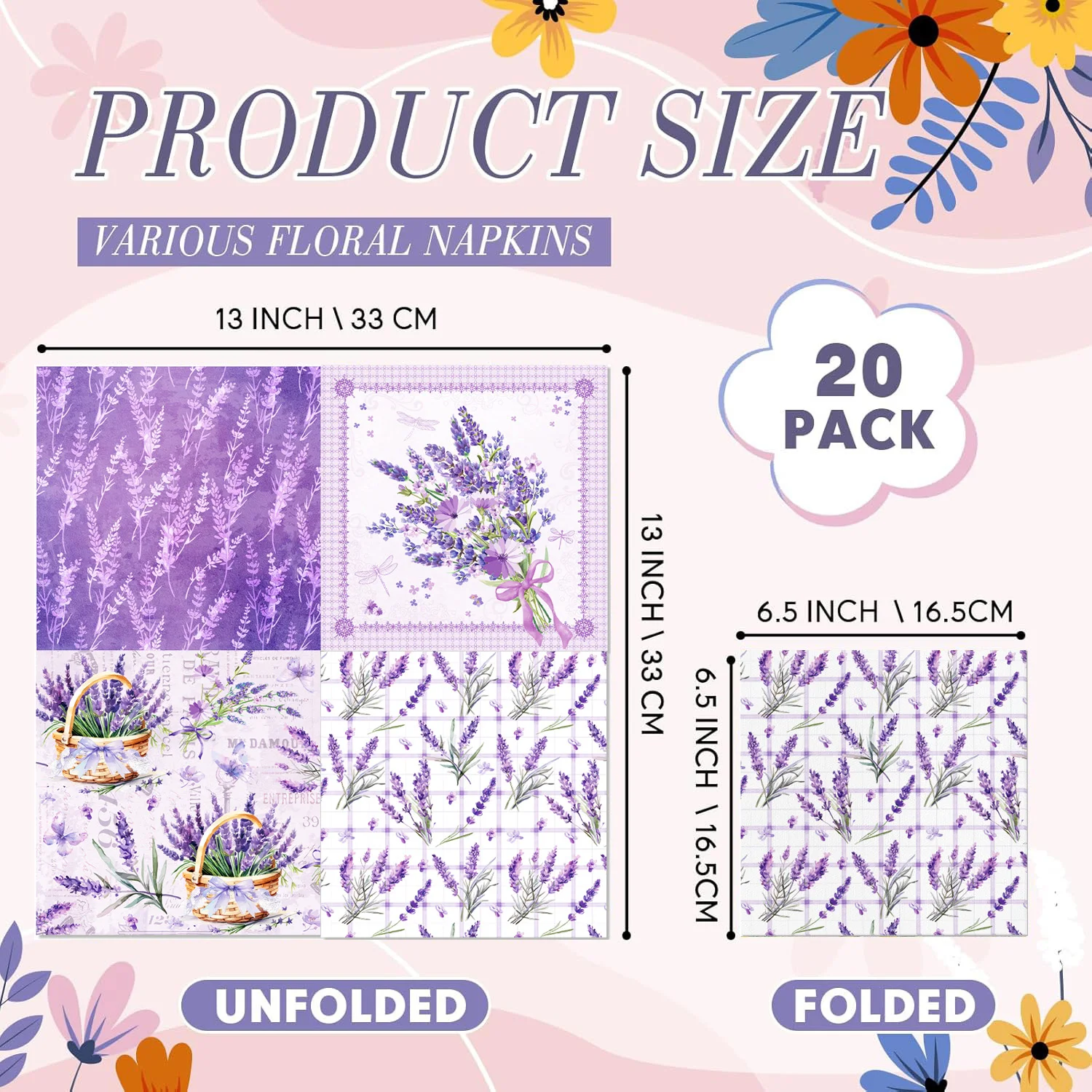 20Pcs Floral Decoupage Paper N - Pattern Tissue Paper ulasan dan harga