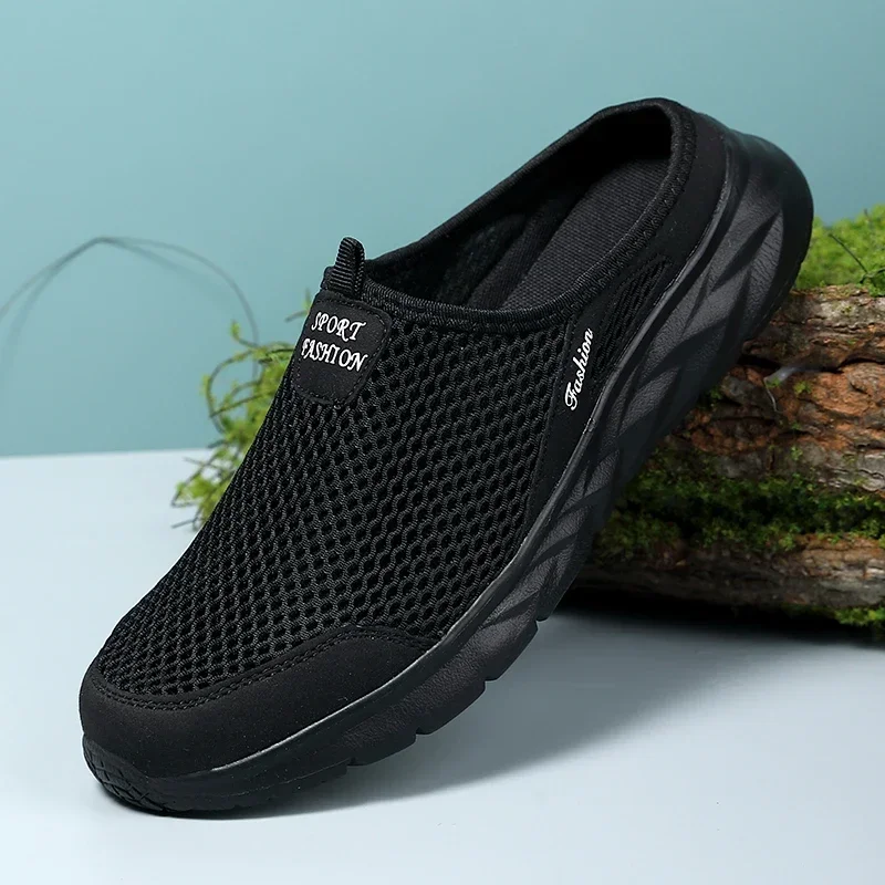 

Pop Summer Outdoor High Quality Anti-slip Men Leisure Shoes New 2025 Mesh Breathable Soft Comfortable Flat-bottomed Slippers
