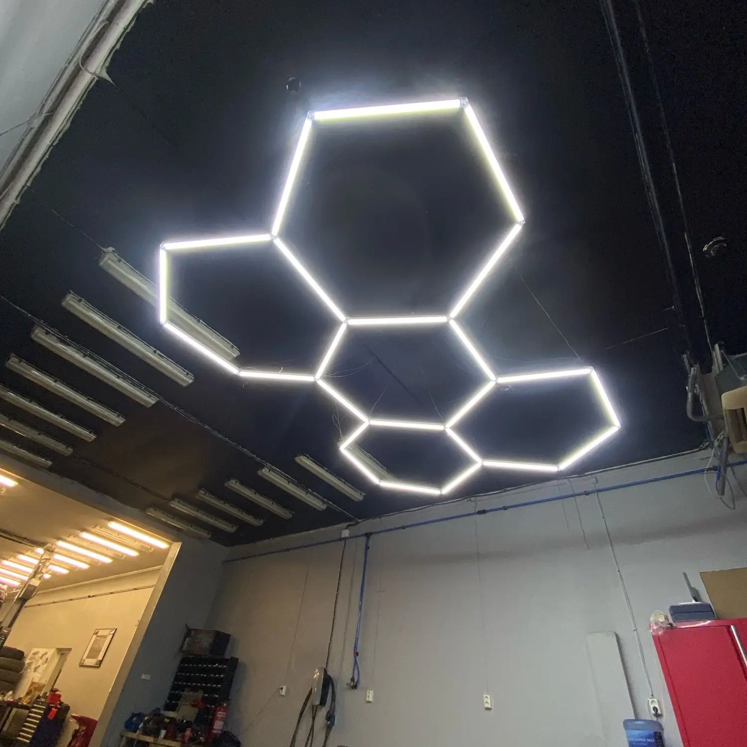 5 Hexs Honeycomb Lights for Car Polishing Detailing Workshop Car Wash Beauty Garage Easy Installation Aluminium Housing