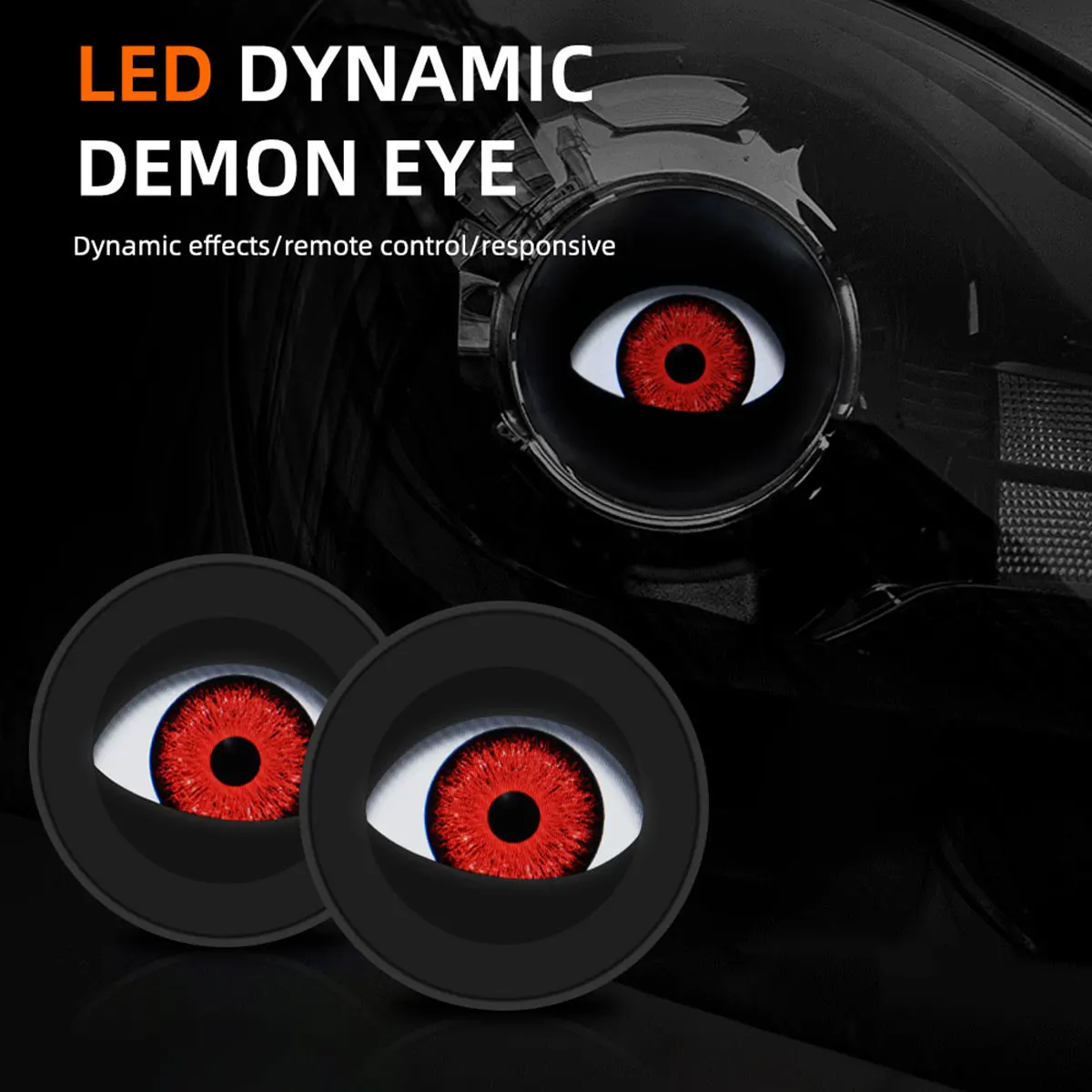 Motorcycle Dynamic Devil Eyes LED Lights Remote Control Demon Eye Headlight Assembly Car Motorbike Retrofit Kits