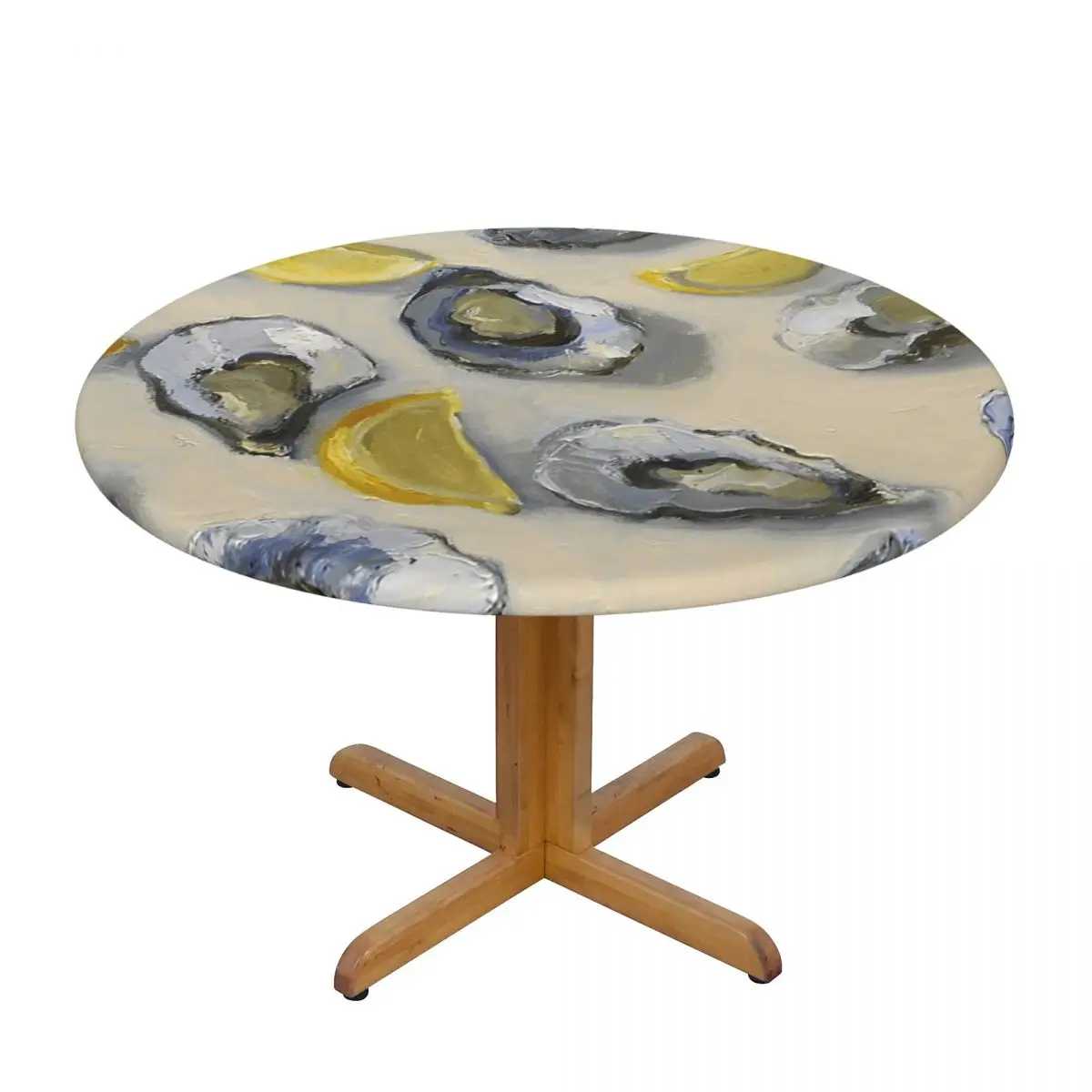 Australian Oysters And Lemons Still Life Waterproof Round Tablecloth Oilproof Table Cloth for Kitchen Events Dining Table Cover