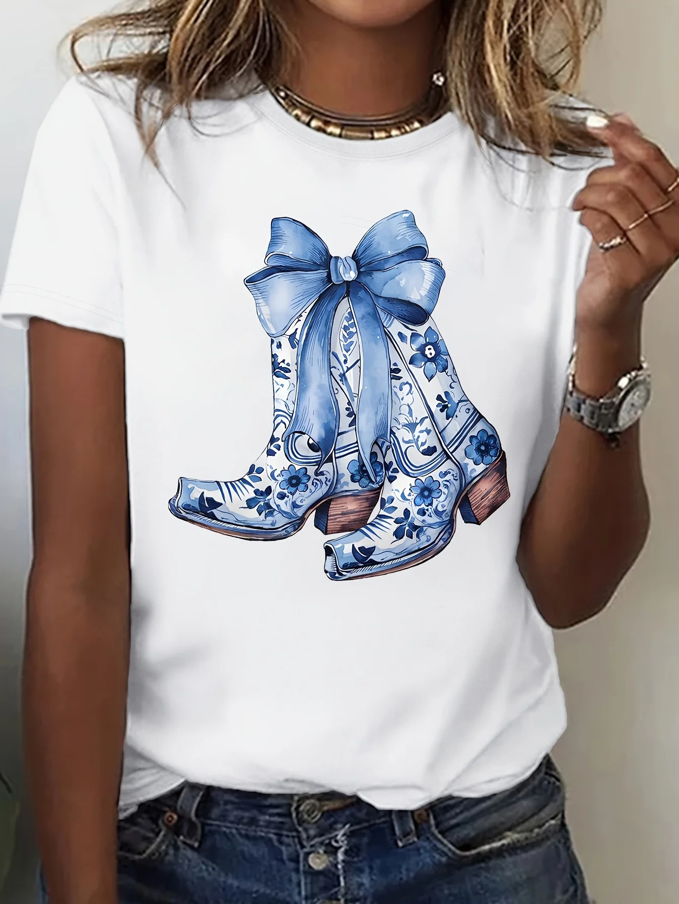 Stretch, Machine Washable for Spring Summer Autumn, Seasonal Fashion, Versatile Clothing, Unique Graphic Tee, Comfortable Fit