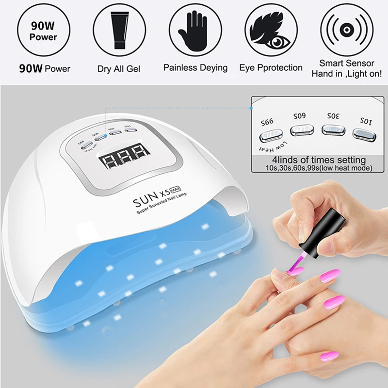 Nail Dryer Machine Professional Manicure Lamp 45 LEDs High Power UV Nail Light With Auto Sensor Smart Nail Salon Equipment Tools