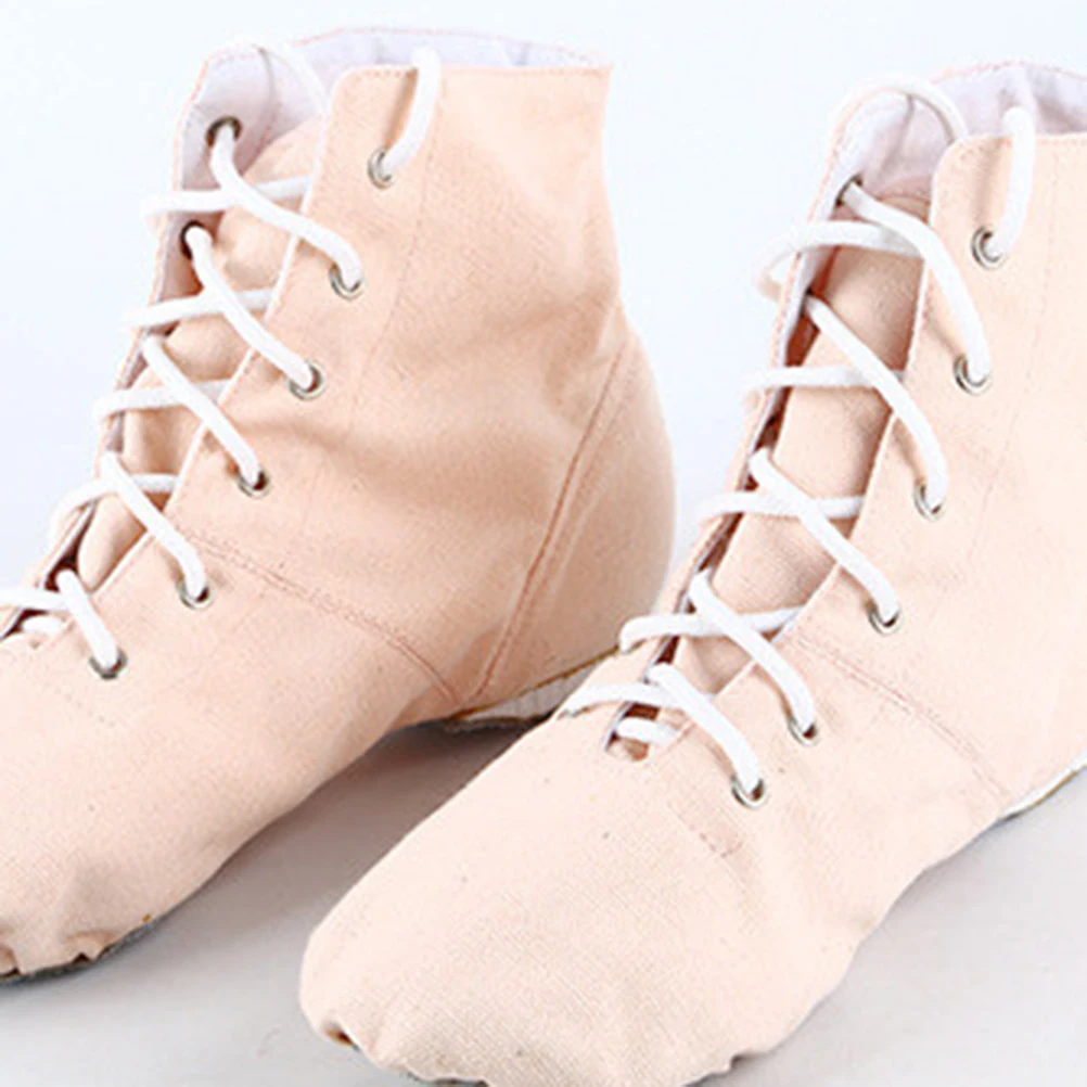

Girls Ballet Shoes Kids Dancing Canvas Upper Sole Soft Flat Hollow Ballroom Ankle Boots Lightweight Comfortable