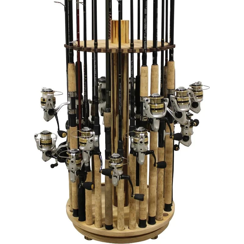 

Rush Creek Creations Fishing Rod Holder - 360 Spinning Rack for Garage Organization and Storage, Pole Holder for Reels, Gear, Ac
