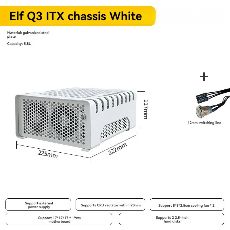 حقيبة كمبيوتر سطح مكتب صغيرة ، حالة إبداعية أفقية HTPC ، غرفة المعيشة Mini ITX