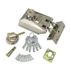 Outdoor Sliding Door Steel Gate Lock Strength Wheel Hook Warehouse Iron Door Lock Automatic Latch Exterior Double Open Sliding