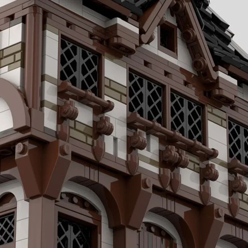 1548 stks MOC Middeleeuwse Markt Huis 2 Kasteel Modelbouw Kerstcadeaus Blokken Architectuur DIY Onderwijs Baksteen Speelgoed Kinderen